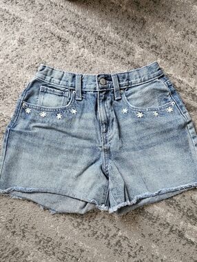 Old Navy Denim Embroidered Shorts, Girls Size 14 (Womens Size 2 - 26 In Waist)